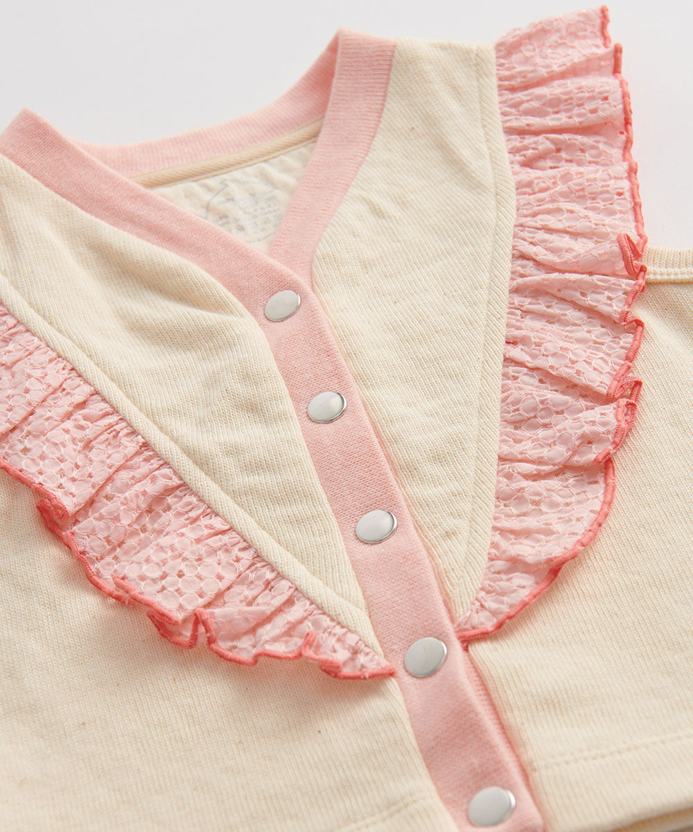 Main | Toddler Angel Ruffle Cardigan Vest | Paneled | 100% organic cotton