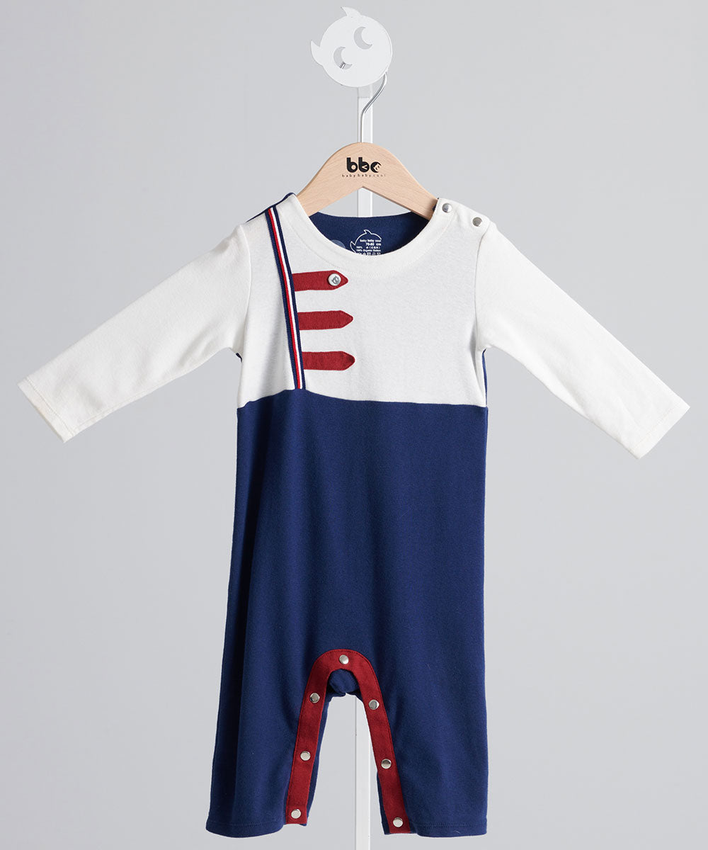 Main | Toddler Royal Military Bunny Romper | Paneled | 100% organic cotton