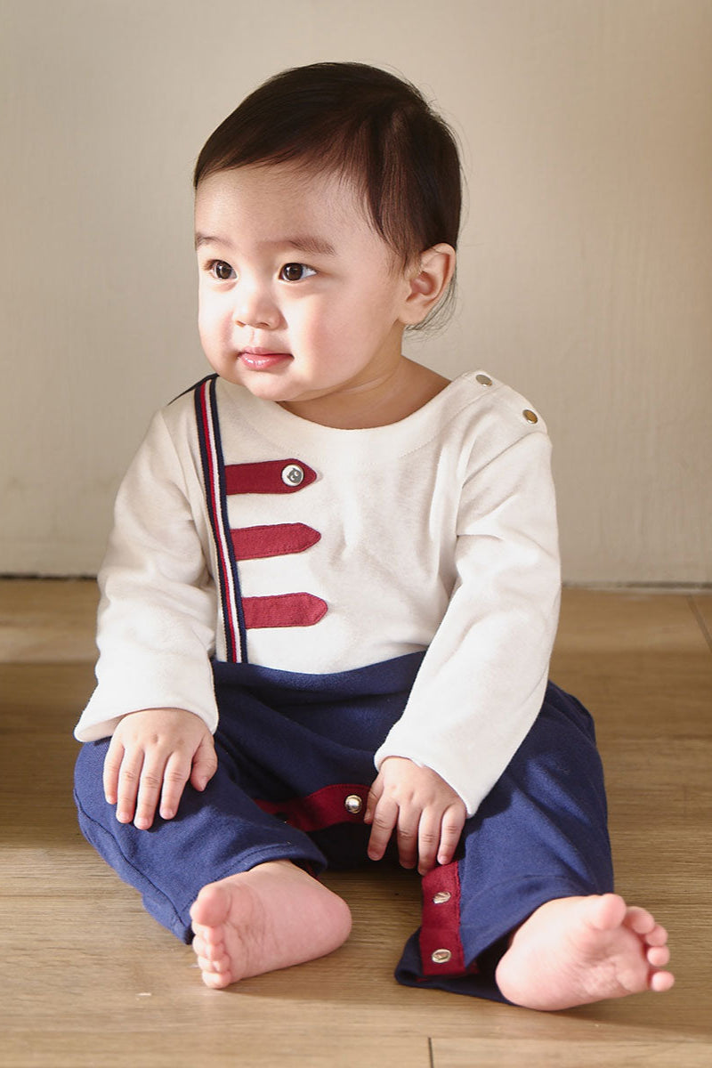 Main | Toddler Royal Military Bunny Romper | Paneled | 100% organic cotton