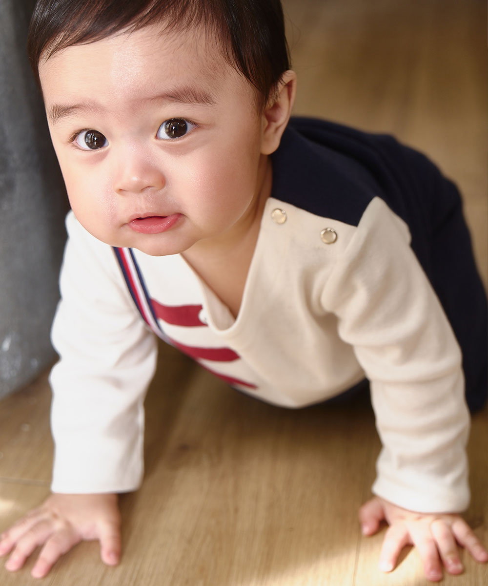 Main | Toddler Royal Military Bunny Romper | Paneled | 100% organic cotton