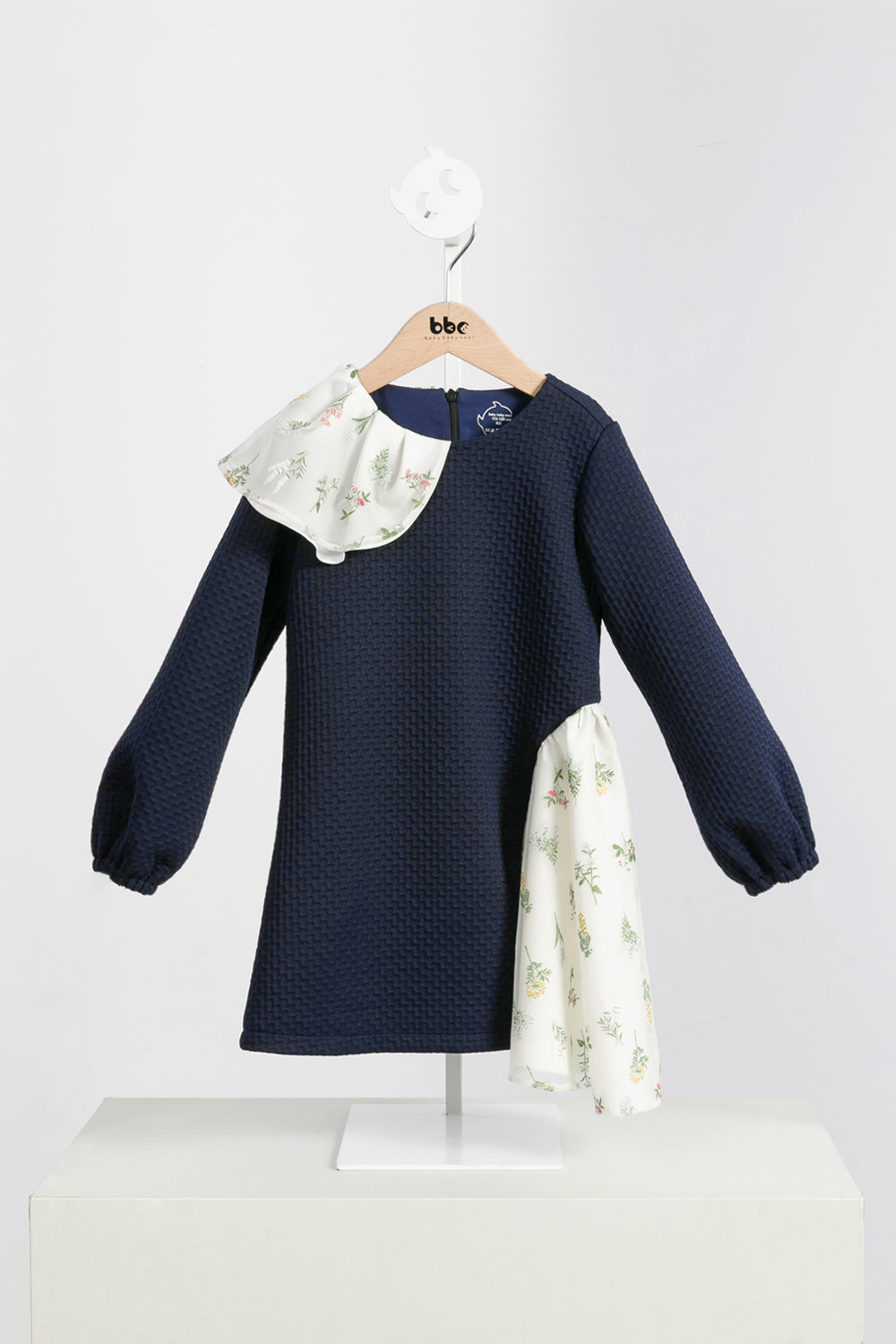 【預購】Luxury | 女童 翩翩花舞小洋裝 | 長袖紋理面料 花朵 拼接
