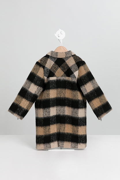 【預購】Luxury | 女童 Snowfield格紋大衣 | 長袖立體剪裁 格紋 西裝領