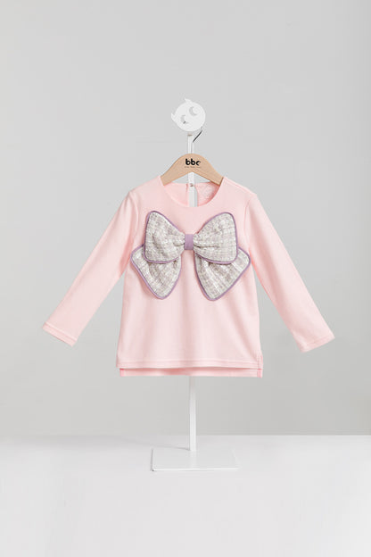 【預購】Main | 女童 Aurora毛呢蝴蝶上衣 | 長袖蝴蝶結 立體剪裁 毛呢拼接 | 100%有機棉