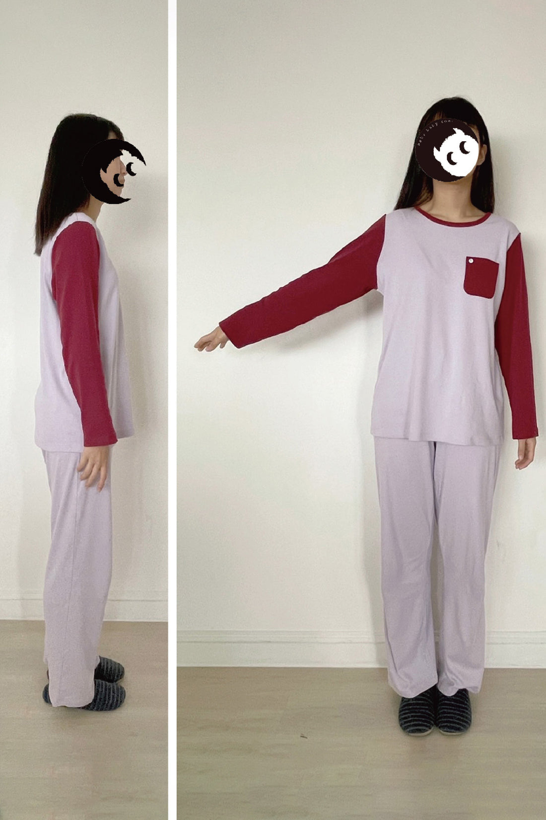 Basic | 成人 100%有機棉居家套組-女士(野莓) | 拼接 | 100% 有機棉