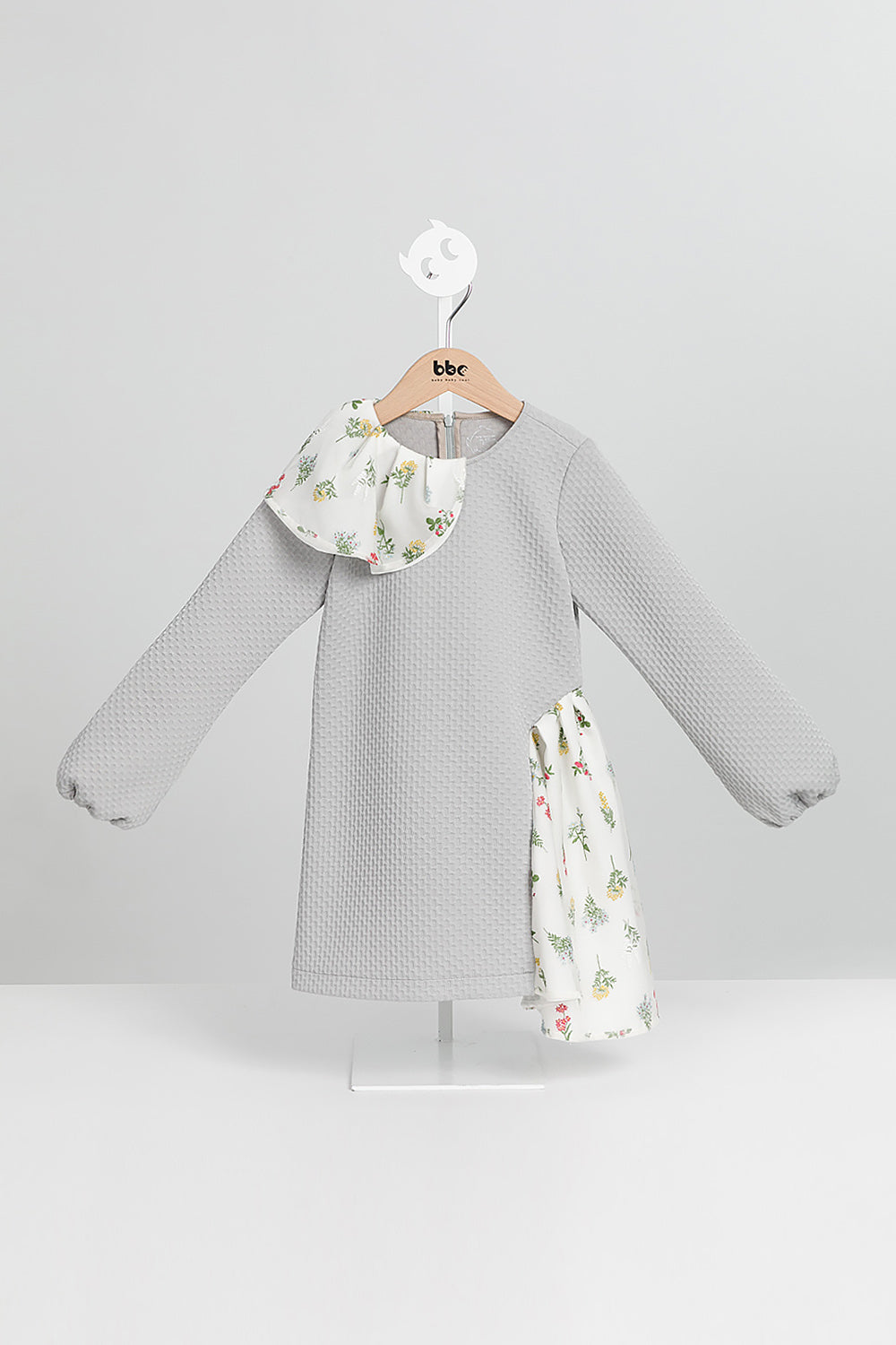 【預購】Luxury | 女童 翩翩花舞小洋裝 | 長袖紋理面料 花朵 拼接