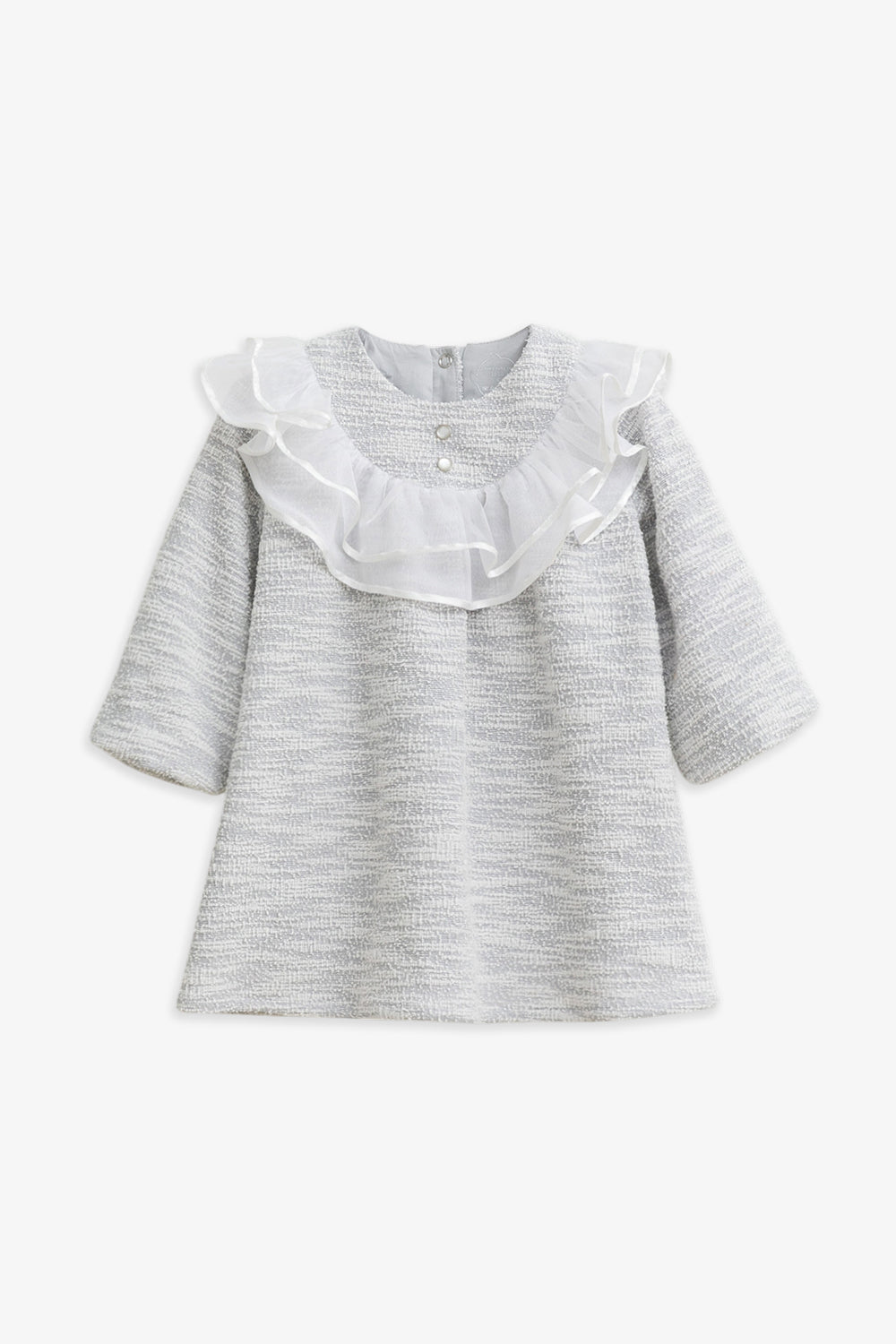 Luxury | 幼兒 Beatrice 紋理面料雙層荷葉領長袖洋裝