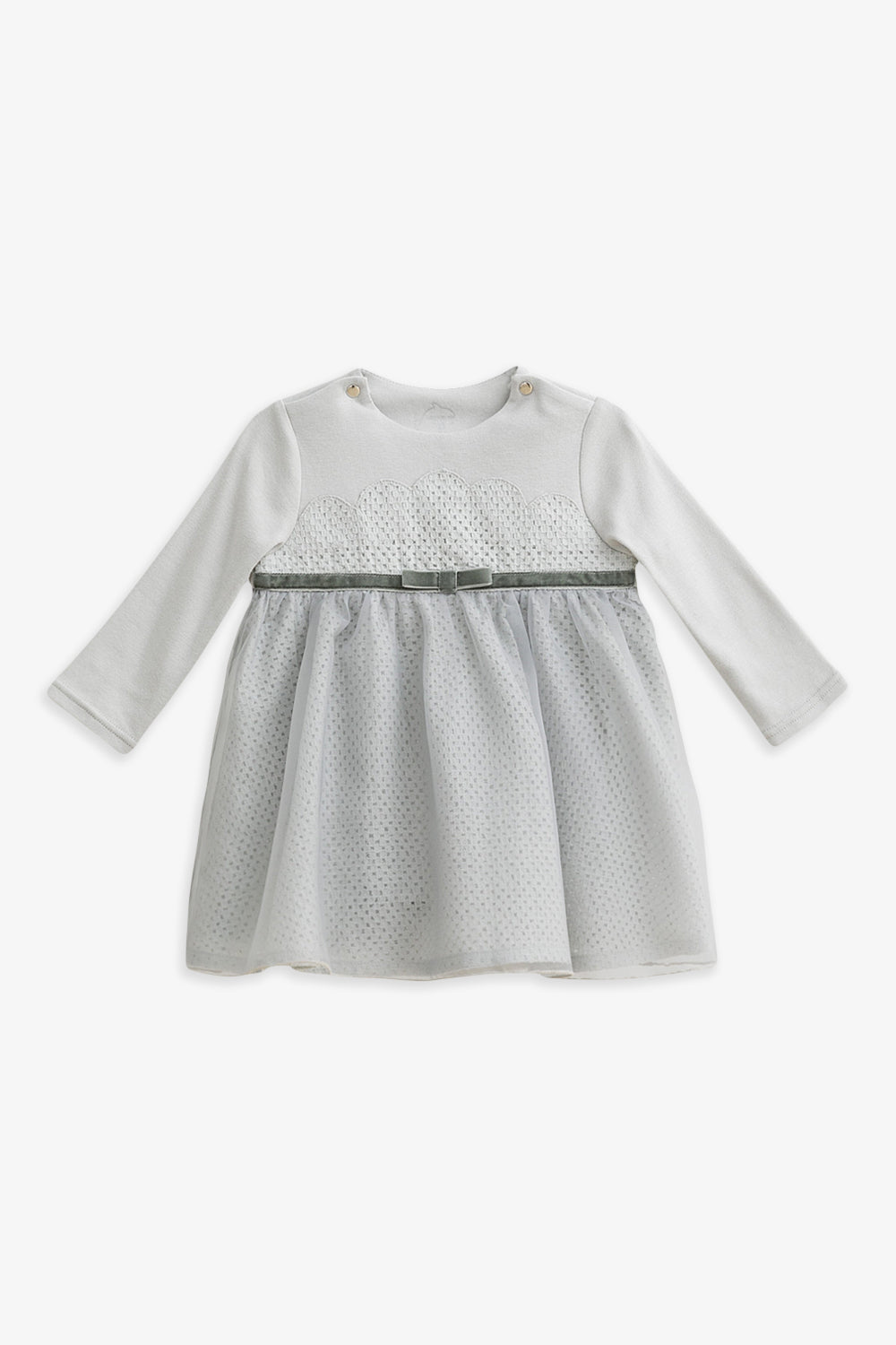 Luxury | 幼兒 Tulle Tale包屁洋裝 | 長袖花瓣 蝴蝶結 多層次