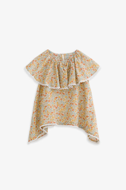Luxury | 女童 Warm Garden 清新碎花披肩傘擺上衣