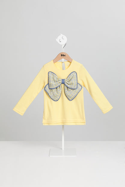 【預購】Main | 女童 Aurora毛呢蝴蝶上衣 | 長袖蝴蝶結 立體剪裁 毛呢拼接 | 100%有機棉