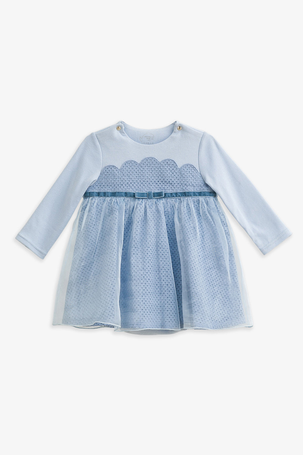 Luxury | 幼兒 Tulle Tale包屁洋裝 | 長袖花瓣 蝴蝶結 多層次