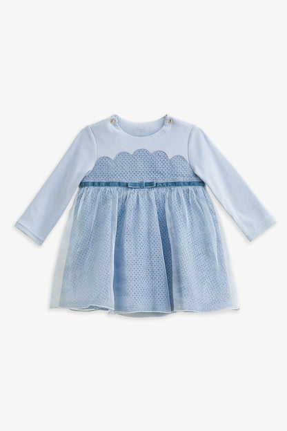 Luxury | 幼兒 Tulle Tale包屁洋裝 | 長袖花瓣 蝴蝶結 多層次