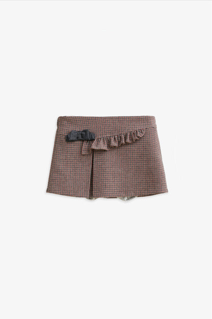 Luxury | 幼兒 Lottie 千鳥格荷葉蝴蝶結活摺包屁裙