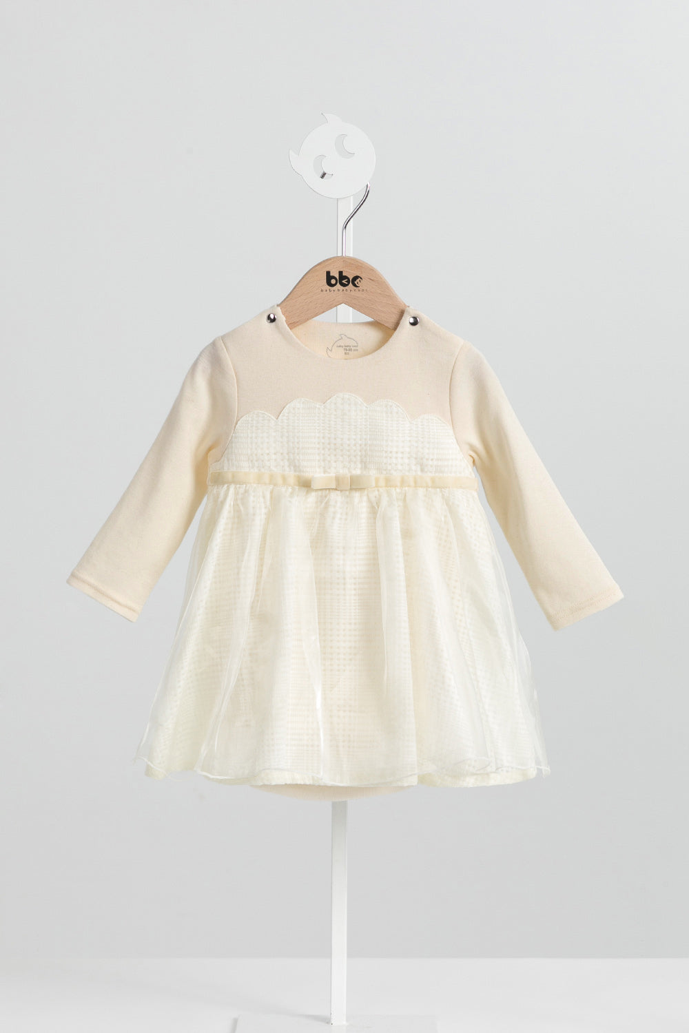 Luxury | 幼兒 Tulle Tale包屁洋裝 | 長袖花瓣 蝴蝶結 多層次