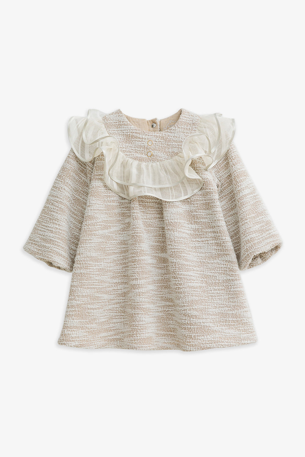 Luxury | 幼兒 Beatrice 紋理面料雙層荷葉領長袖洋裝