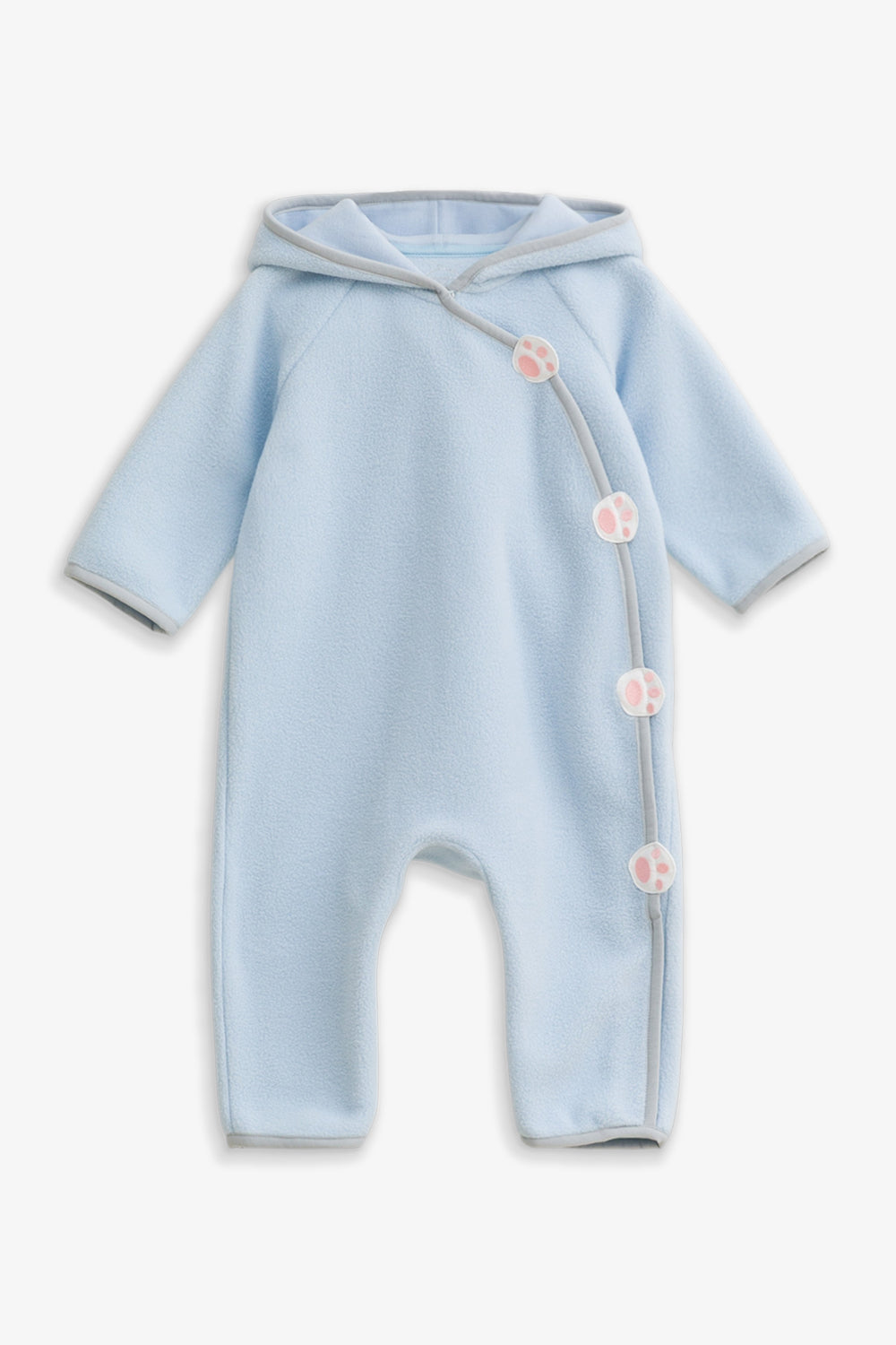 Luxury | 幼兒 Little Hopper 連帽斜開雪狼足跡刺繡長袖連身兔裝