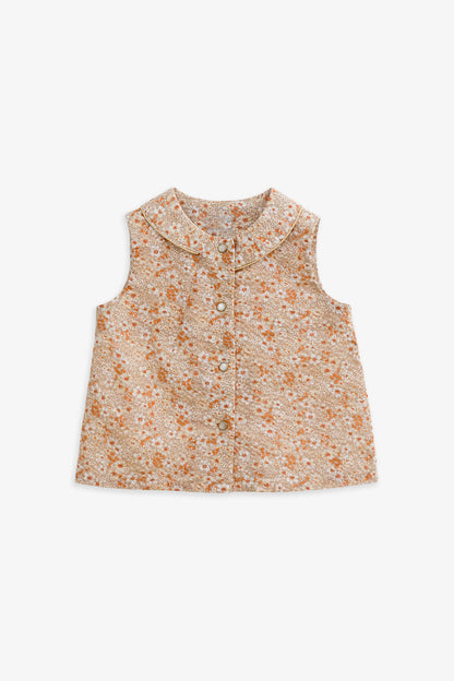 Luxury | 幼兒 Flora 花朵小翻領背心上衣