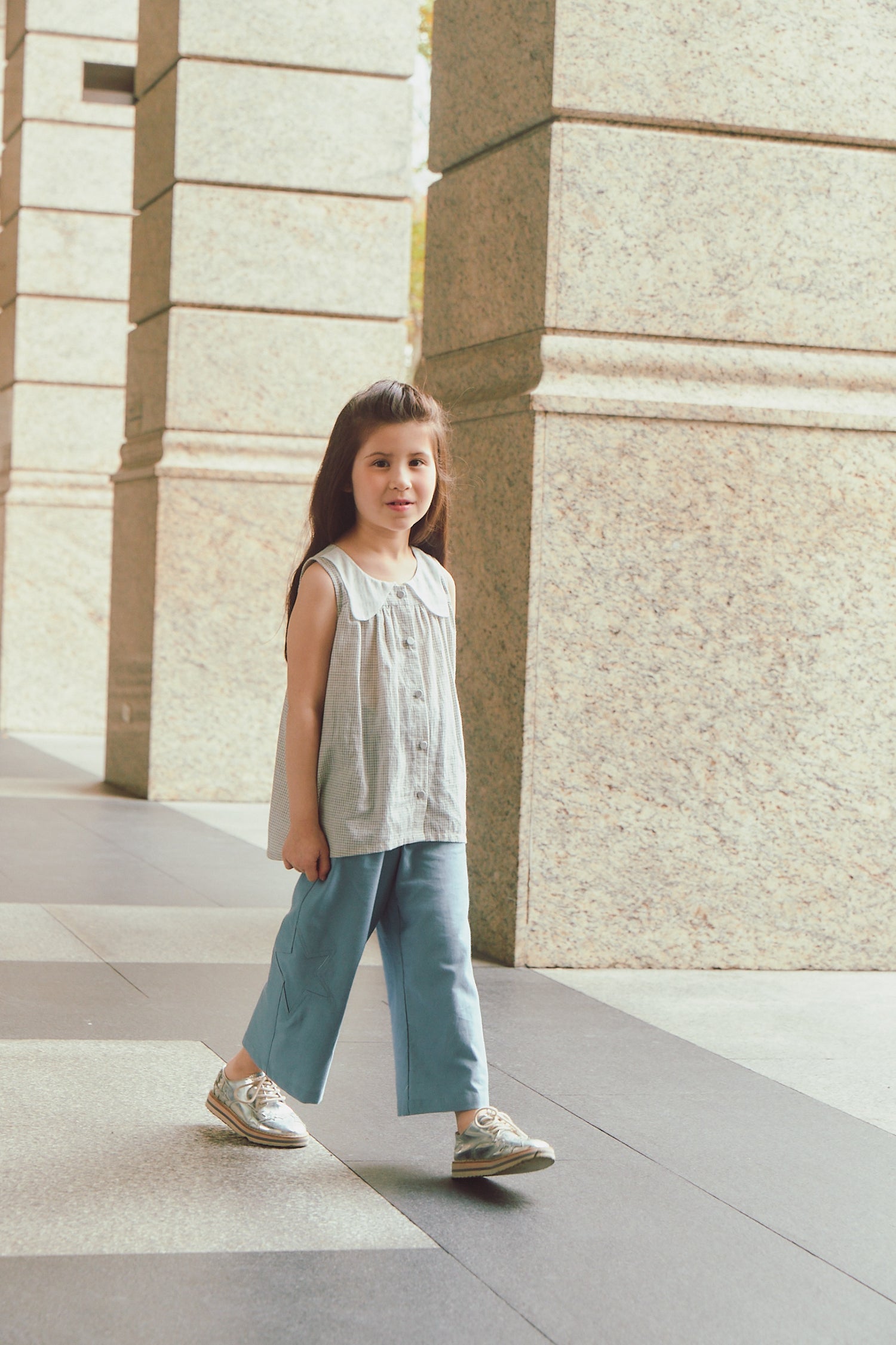 Main | Girls Sicilian shirt vest | Collar | 100% organic cotton