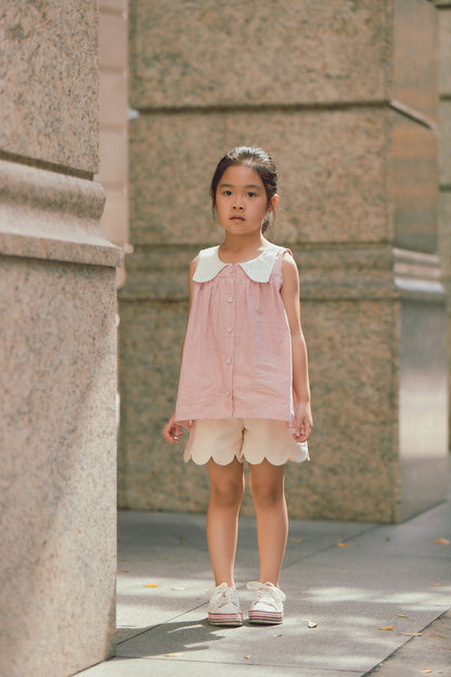 Main | Girls Sicilian shirt vest | Collar | 100% organic cotton