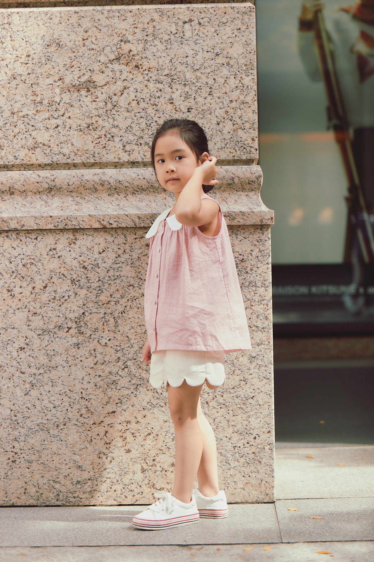 Main | Girls Sicilian shirt vest | Collar | 100% organic cotton