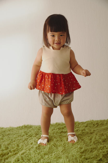 Main | Toddler Pompidou Collection - Step Neck Shirred Top | Panelled Step Neck | 100% Organic Cotton