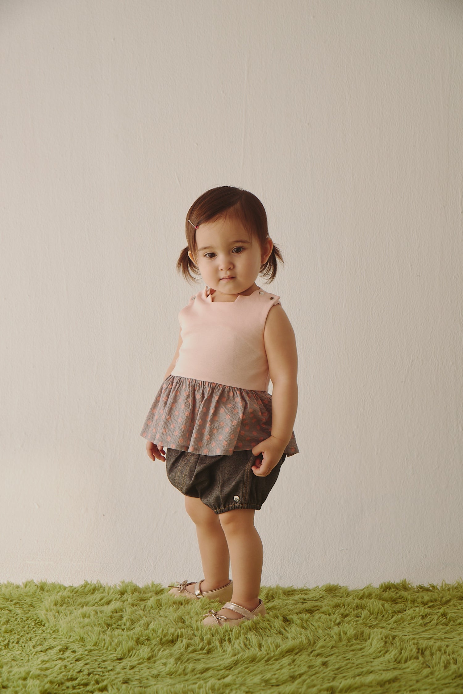 Main | Toddler Pompidou Collection - Step Neck Shirred Top | Panelled Step Neck | 100% Organic Cotton