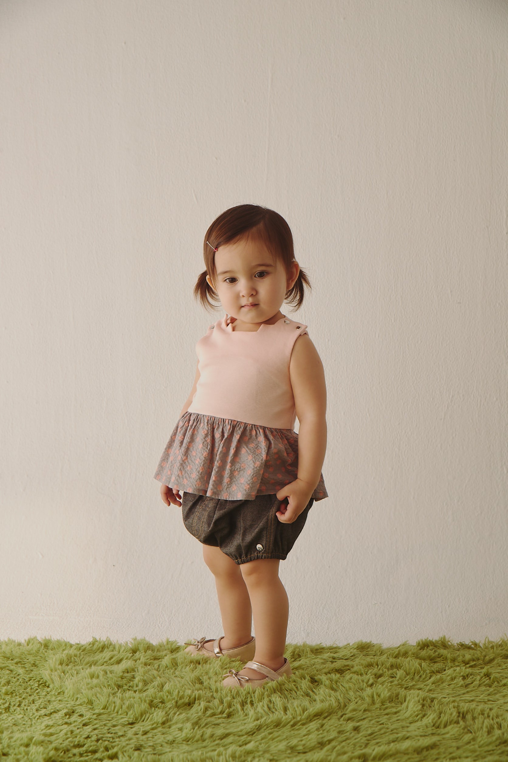 Main | Toddler Pompidou Collection - Step Neck Shirred Top | Panelled Step Neck | 100% Organic Cotton