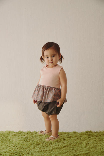 Main | Toddler Pompidou Collection - Step Neck Shirred Top | Panelled Step Neck | 100% Organic Cotton