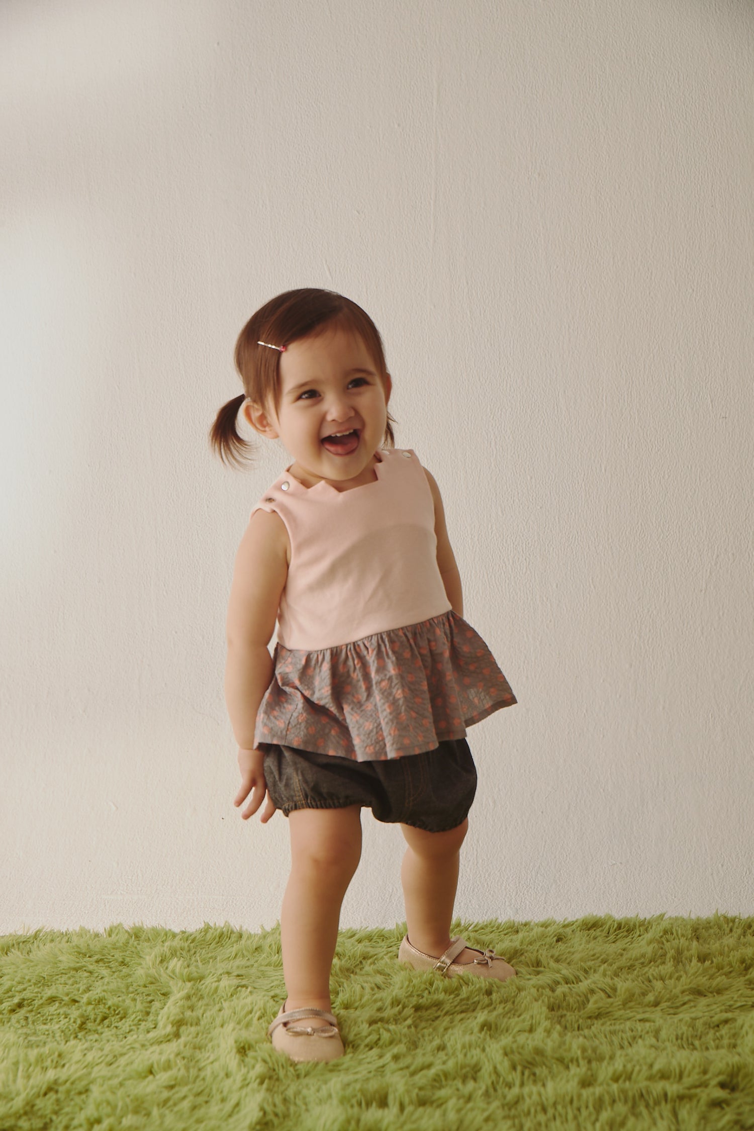Main | Toddler Pompidou Collection - Step Neck Shirred Top | Panelled Step Neck | 100% Organic Cotton