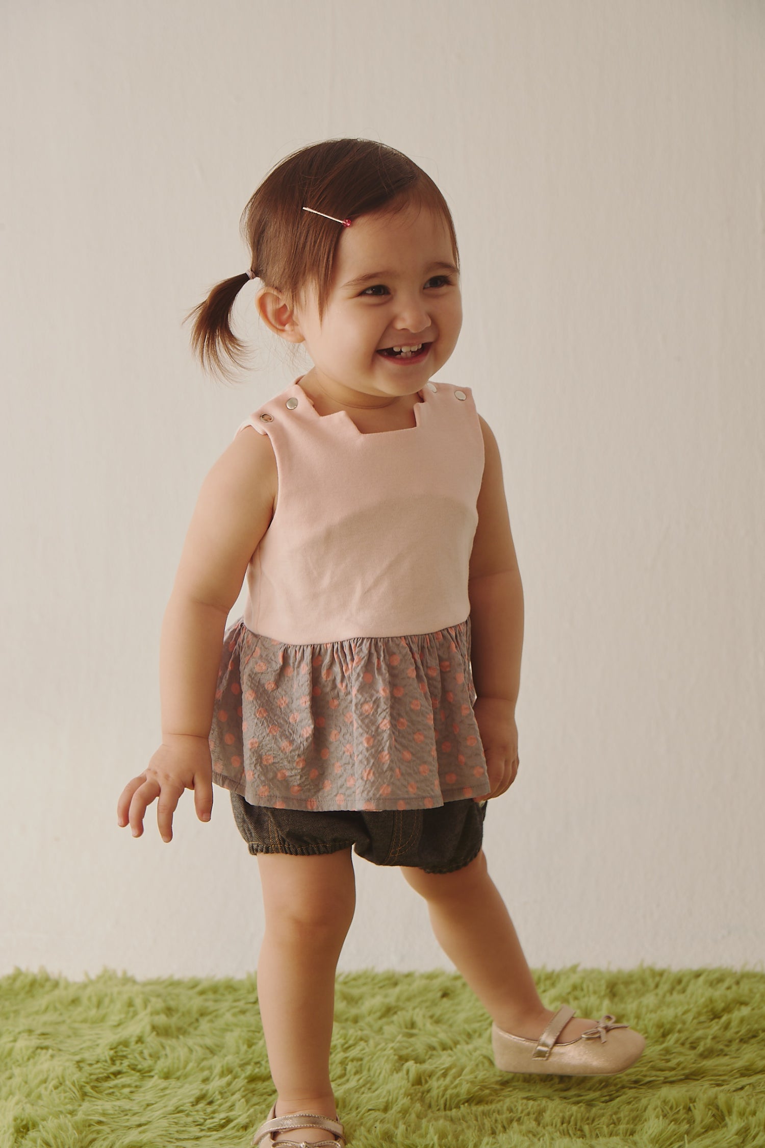 Main | Toddler Pompidou Collection - Step Neck Shirred Top | Panelled Step Neck | 100% Organic Cotton