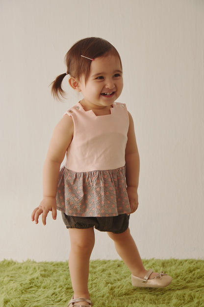 Main | Toddler Pompidou Collection - Step Neck Shirred Top | Panelled Step Neck | 100% Organic Cotton