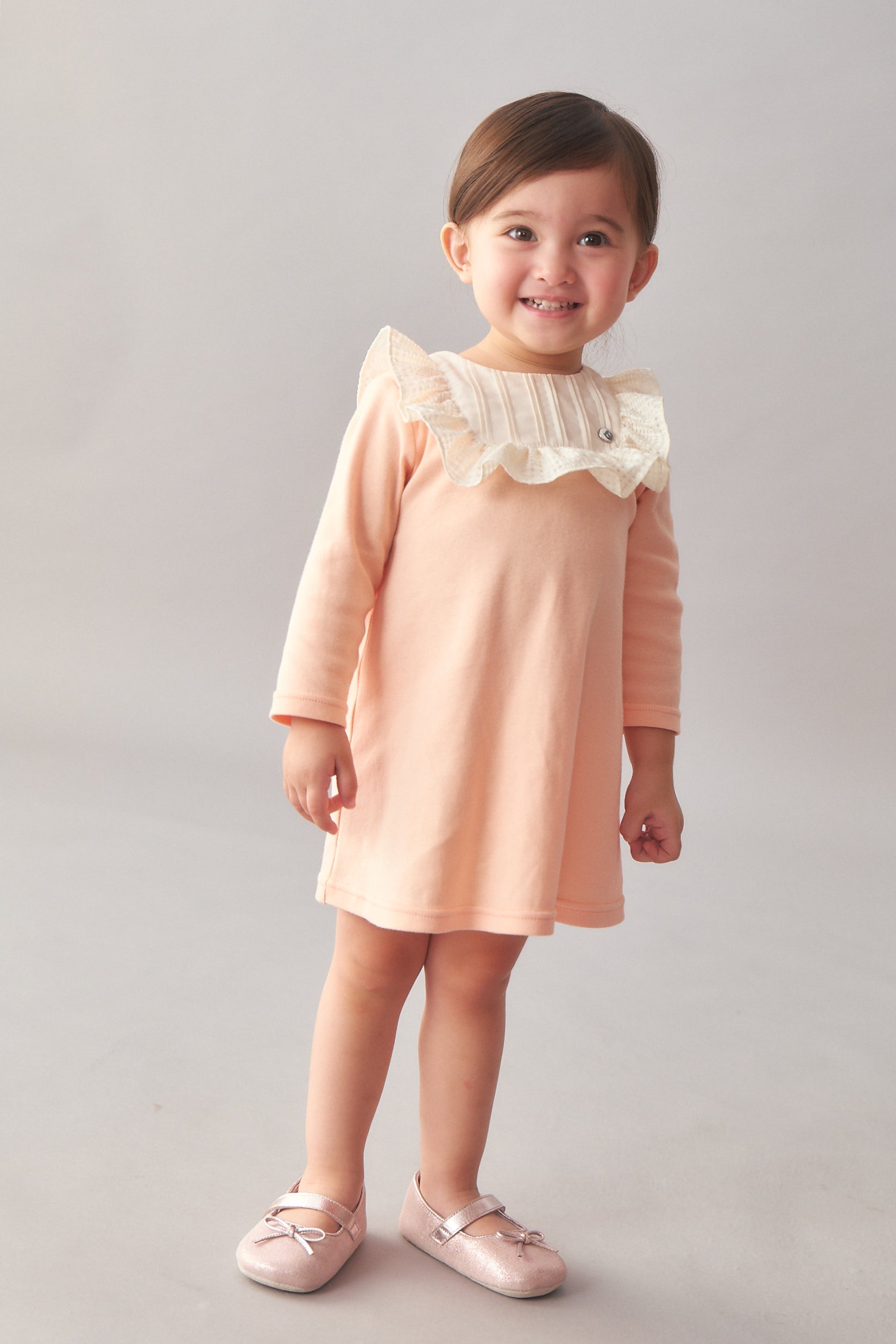 Main | Toddler Baroque Ruffle Long Sleeve Dress | Ruffles | 100% organic cotton