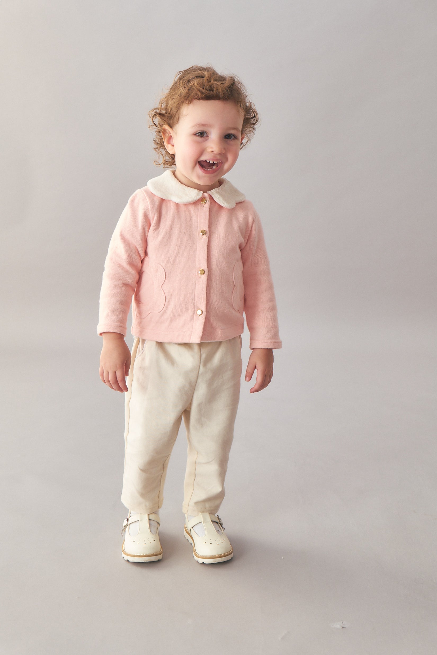 Main | Toddler knitted jacket with floral pockets | Butterfly collar | 100% organic cotton