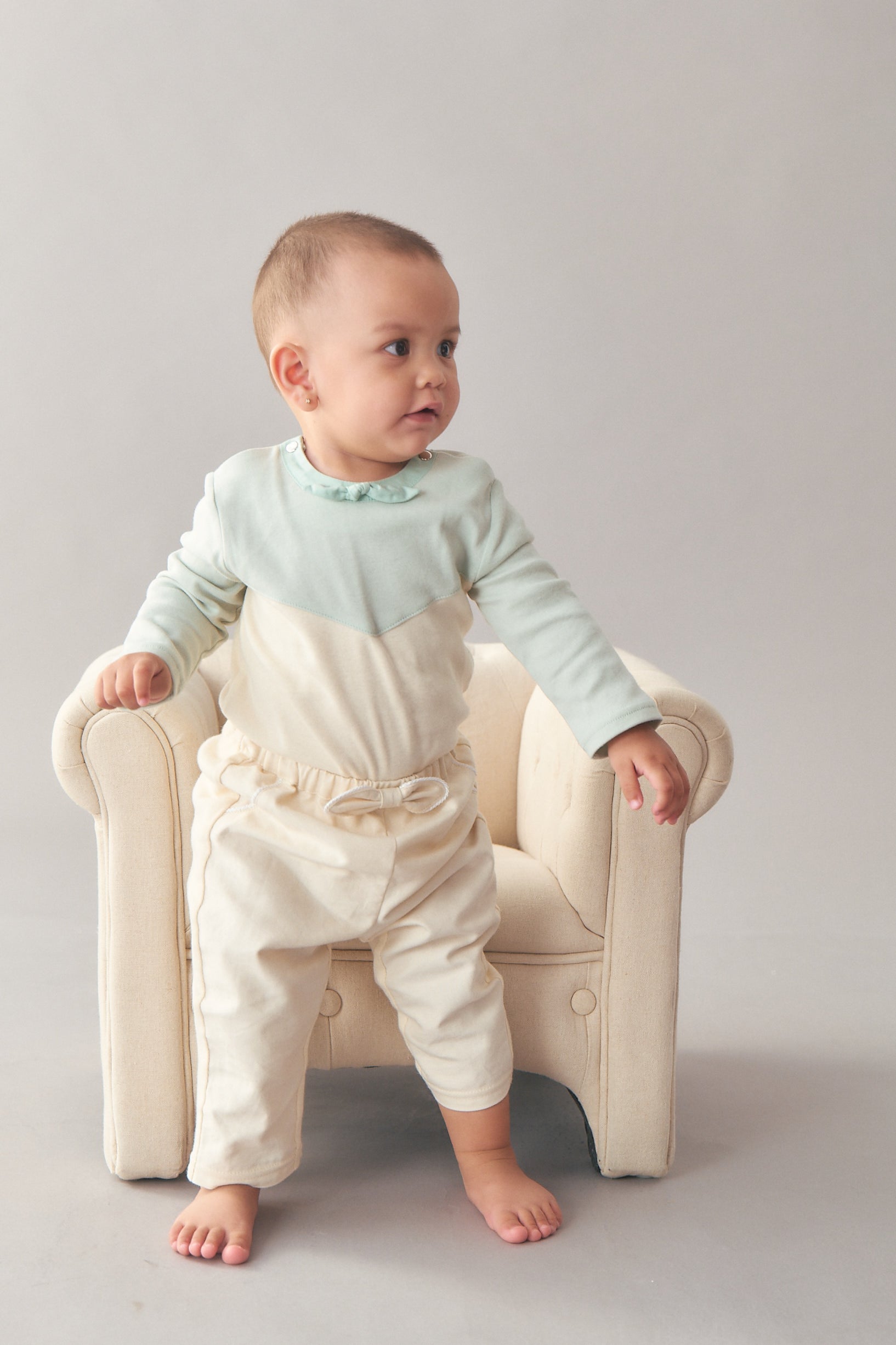 Main | Toddler two-color patchwork bowknot bodysuit | patchwork | 100% organic cotton