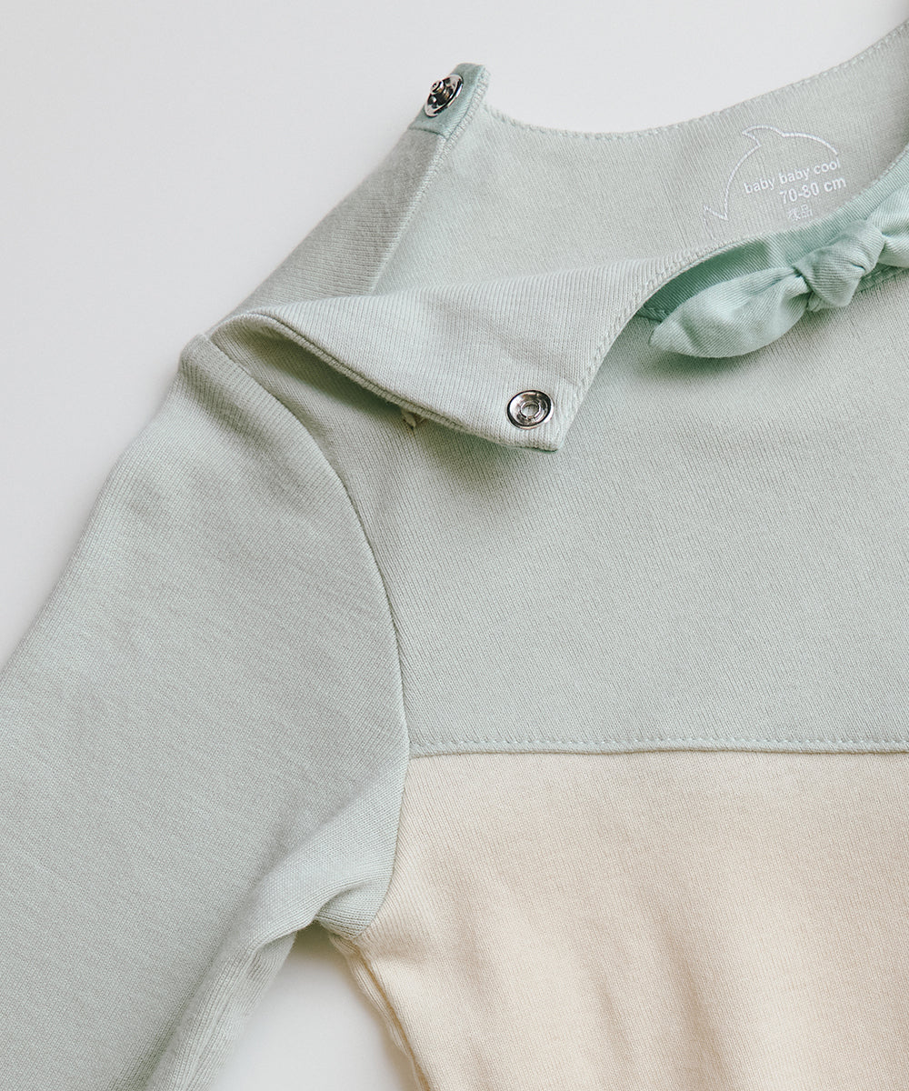 Main | Toddler two-color patchwork bowknot bodysuit | patchwork | 100% organic cotton