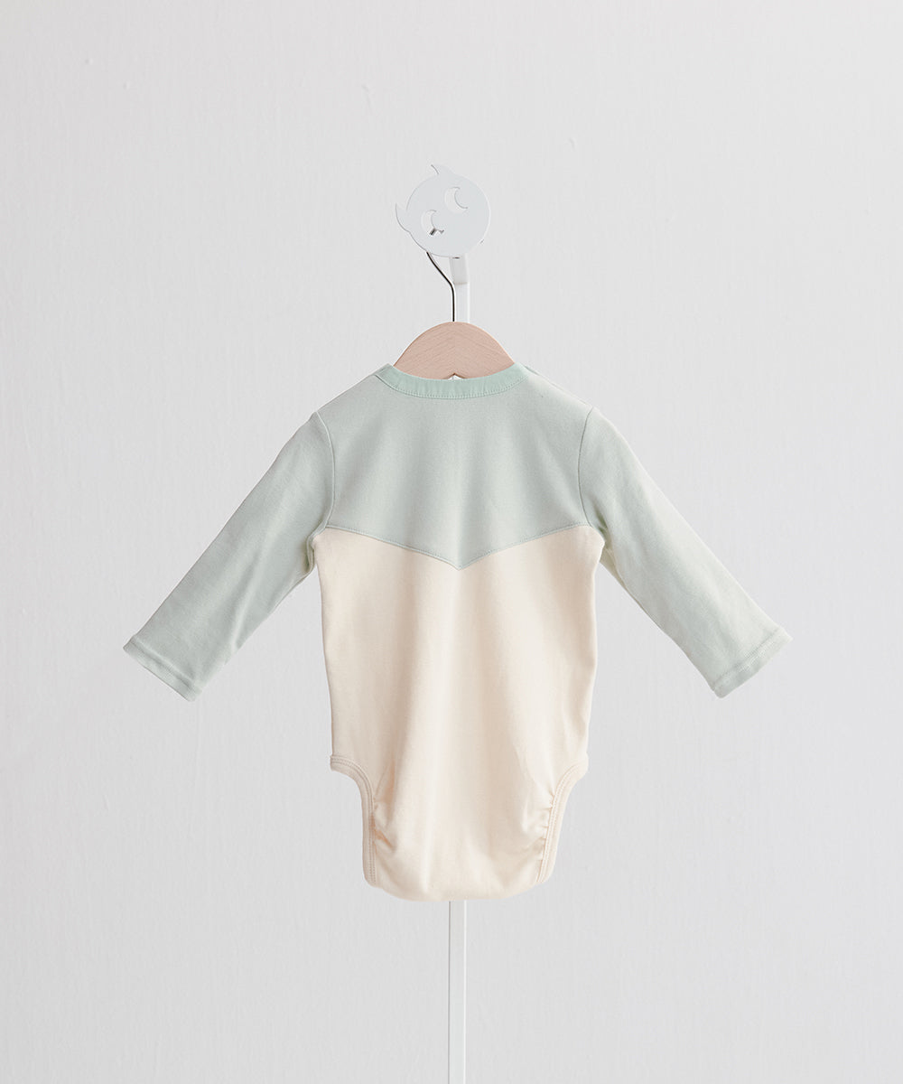 Main | Toddler two-color patchwork bowknot bodysuit | patchwork | 100% organic cotton