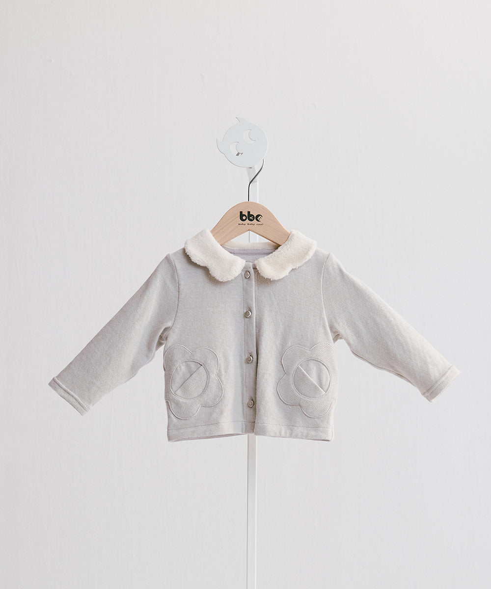 Main | Toddler knitted jacket with floral pockets | Butterfly collar | 100% organic cotton