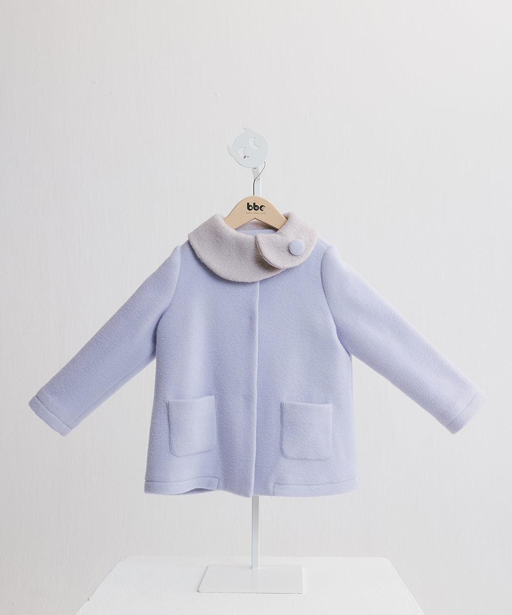 Luxury | Girls French two-tone cashmere coat | Shell collar