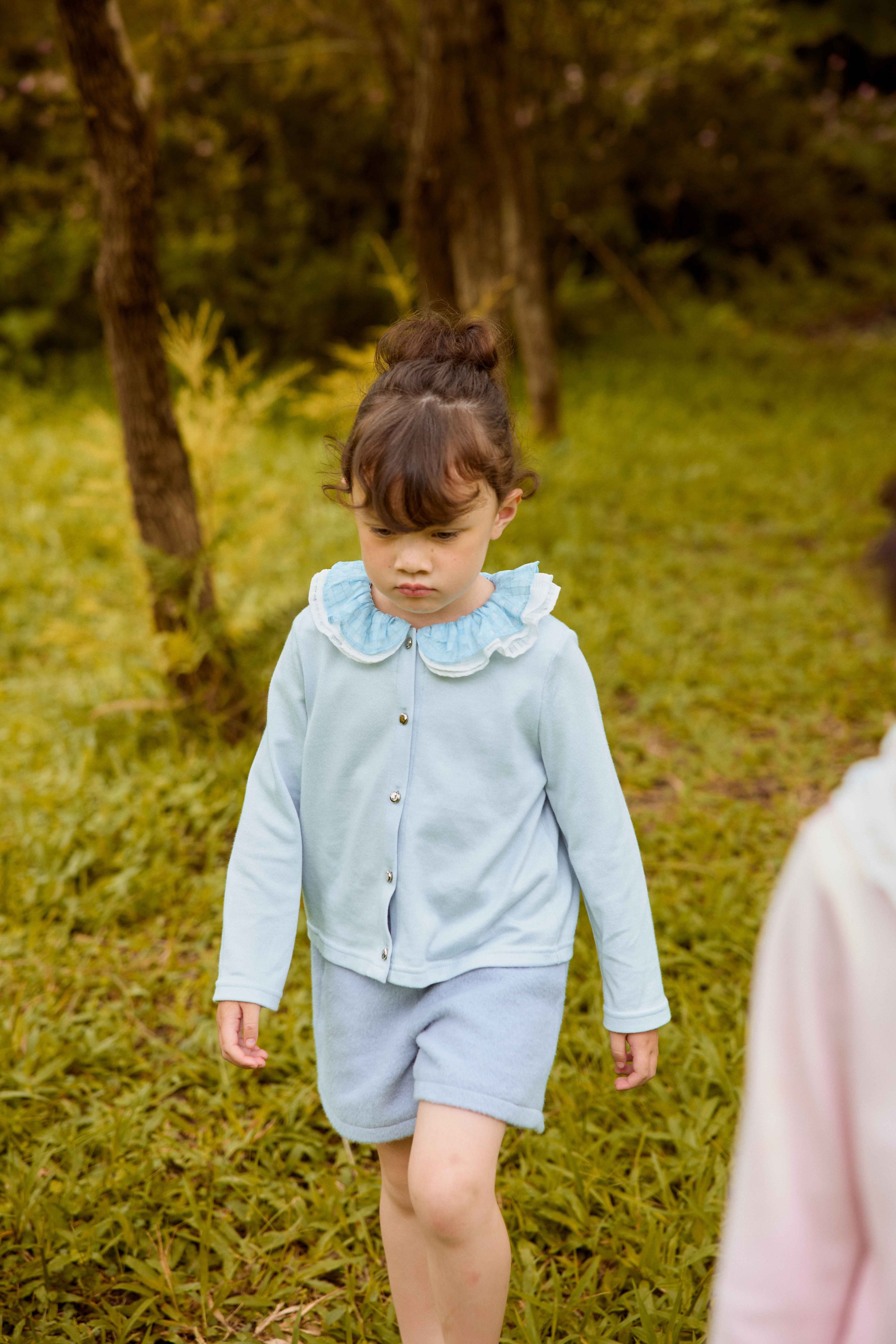 Luxury | Girls Camellia Collar Jacket | Loose Folds