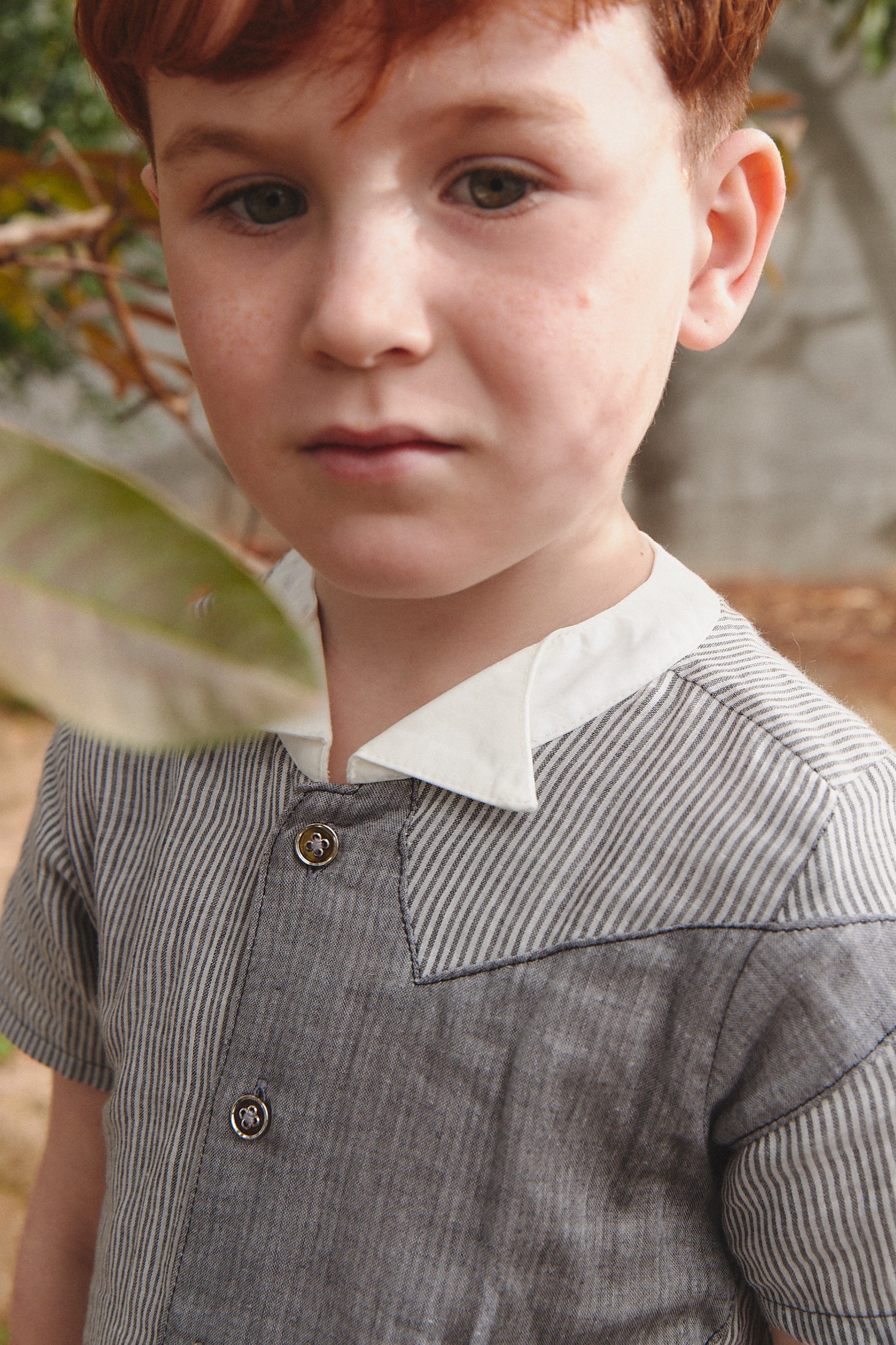 Swallow collar lightning stripe shirt
