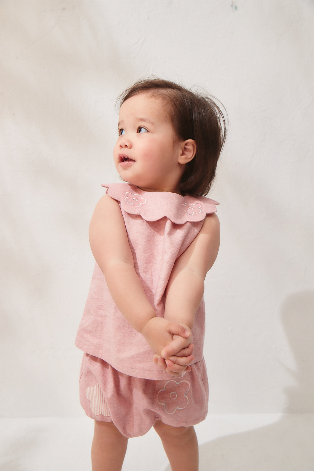 Main | Toddler Floral Petal Neck Embroidered Top | Petal Embroidery | 100% Organic Cotton
