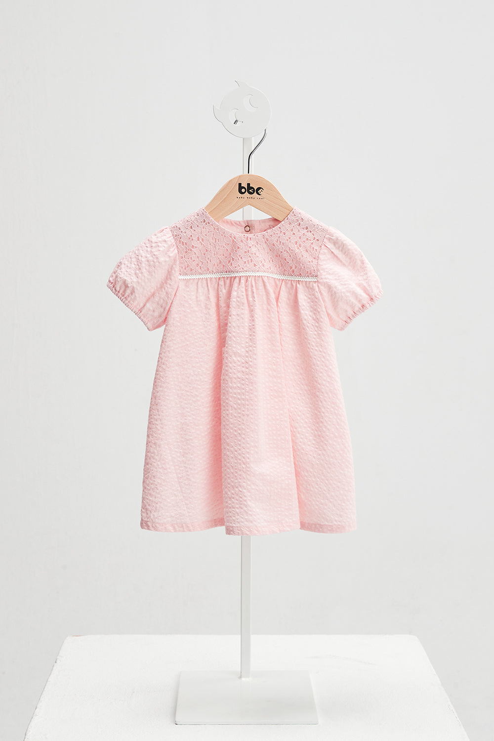 Luxury | 幼兒 Royal 泡泡公主袖蕾絲洋裝 | 抽皺 拼接 袖型設計