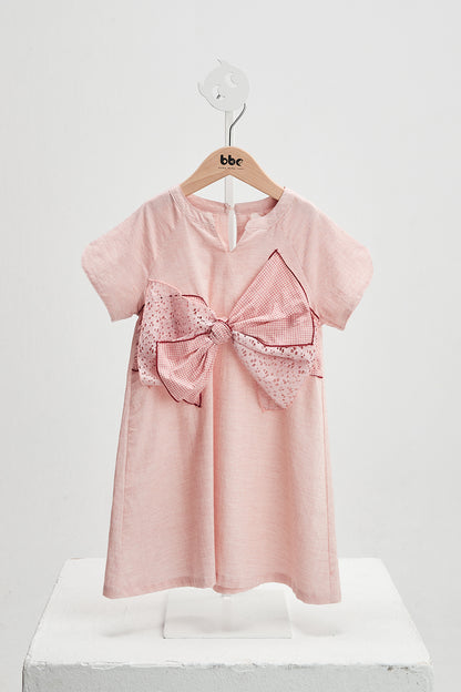 draped cut bow shirt dress