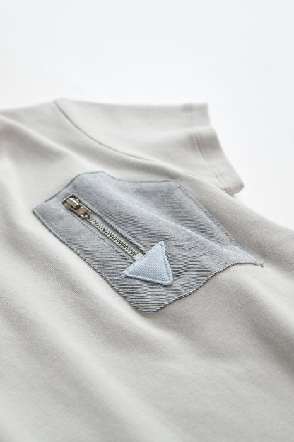 Colorblock zip pocket top