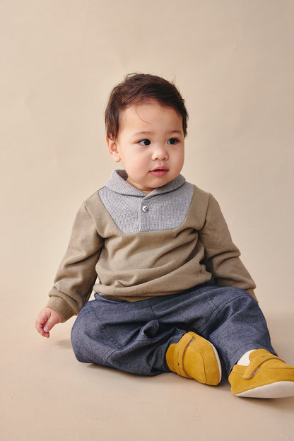 Luxury | 幼兒 Louis Sprout拼接上衣 | 長袖拼接 絲瓜領 運動風