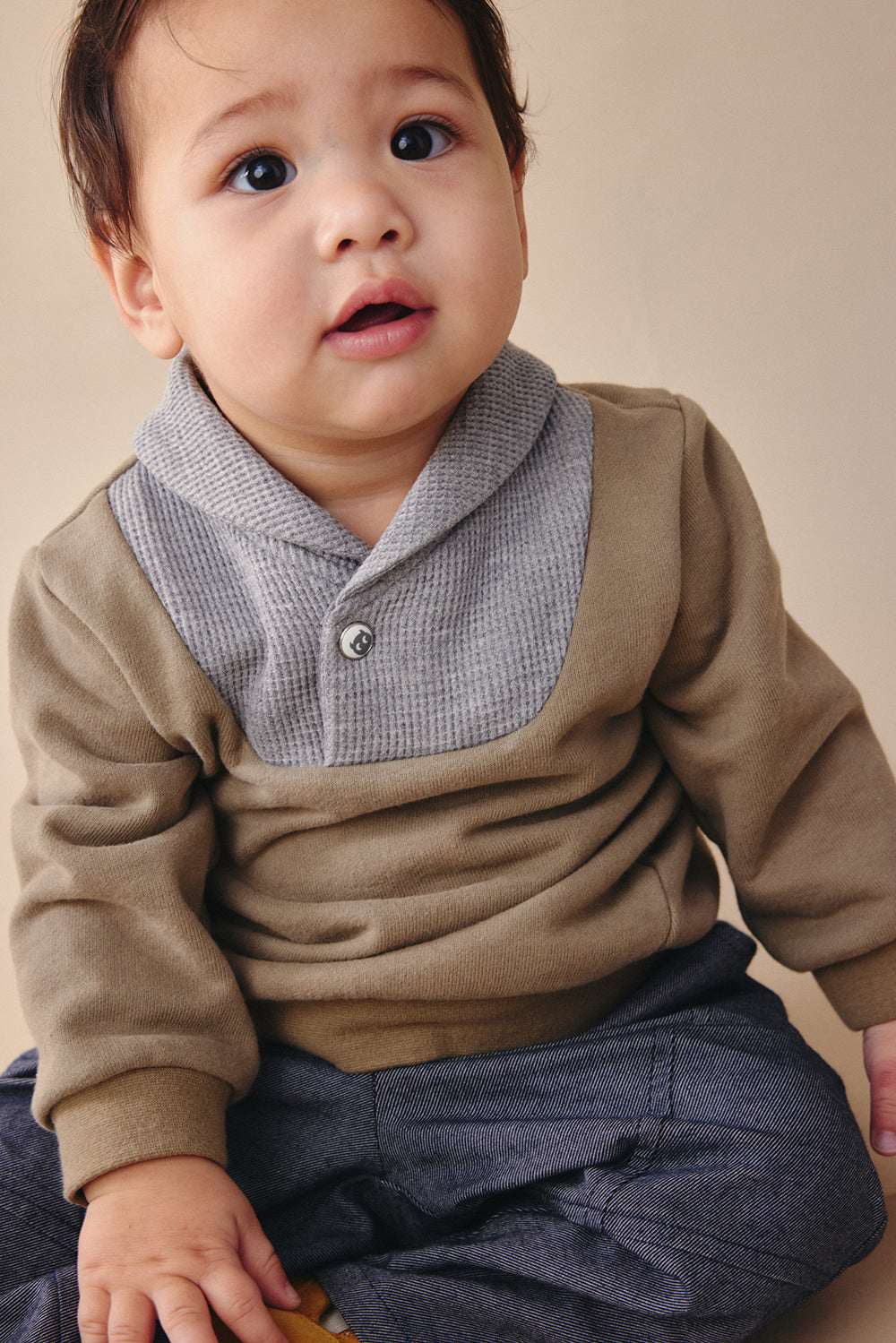 Luxury | 幼兒 Louis Sprout拼接上衣 | 長袖拼接 絲瓜領 運動風