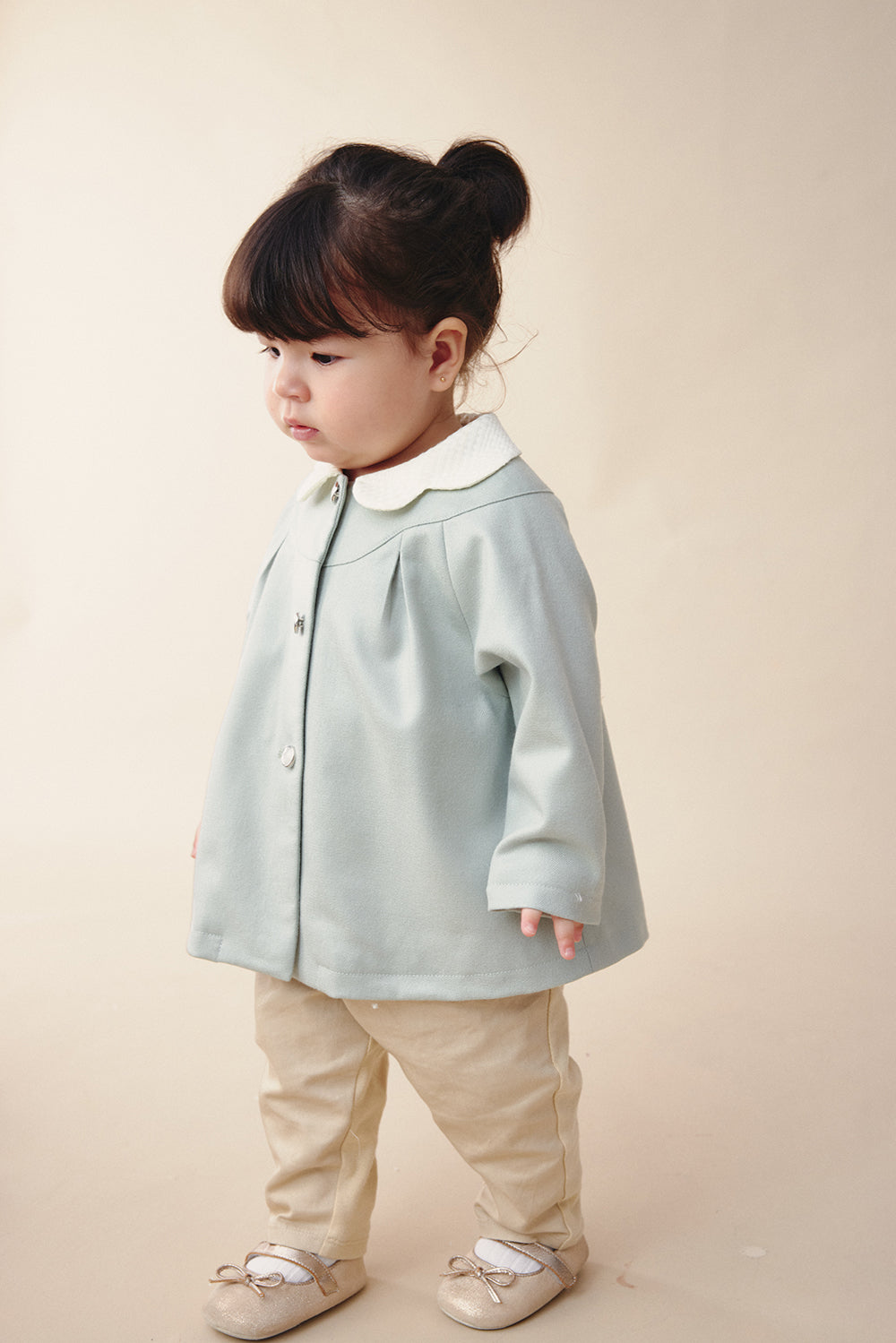 Luxury | 幼兒 Colette羊毛外套 | 長袖蝴蝶結 蝴蝶領 格紋