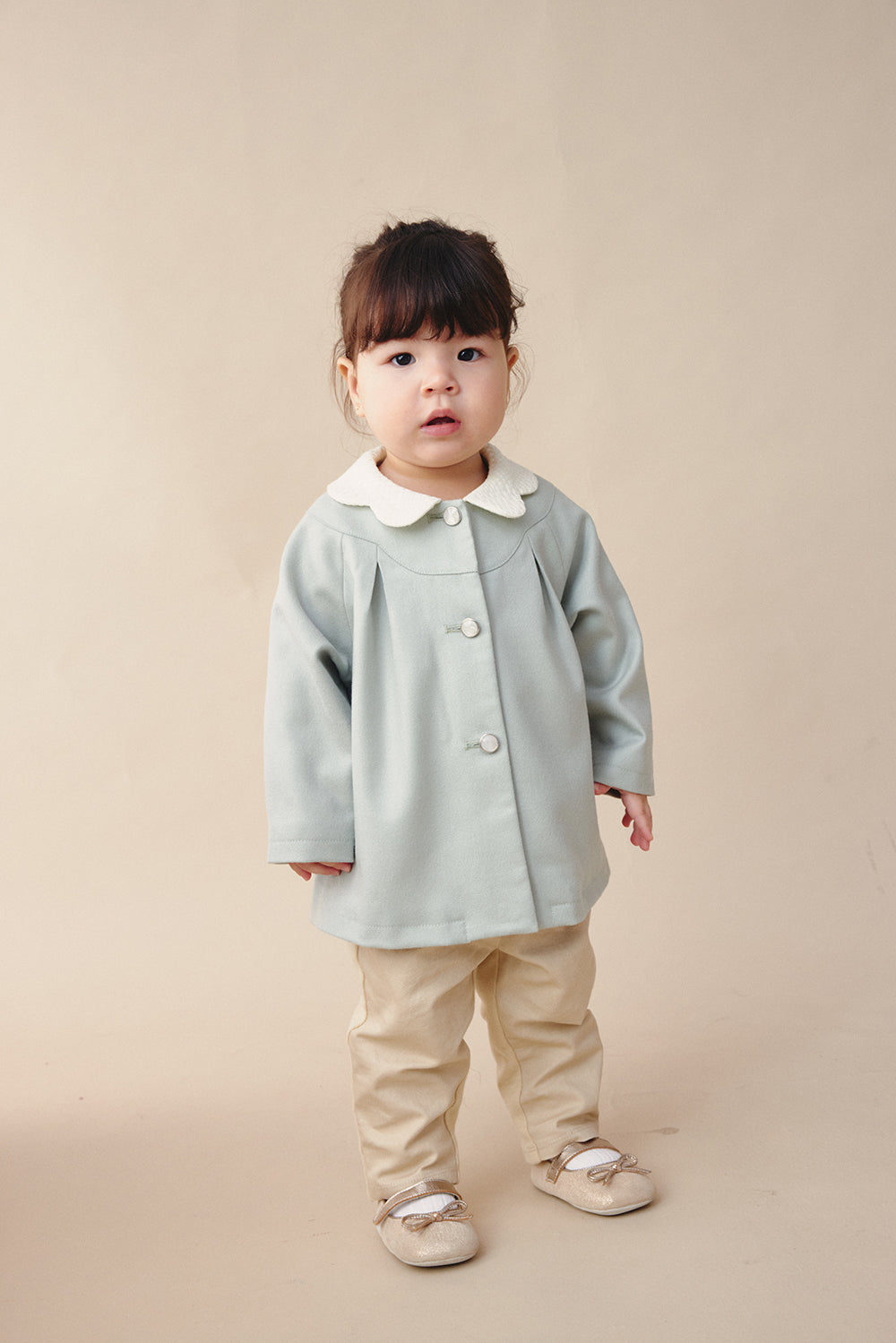 Luxury | 幼兒 Colette羊毛外套 | 長袖蝴蝶結 蝴蝶領 格紋