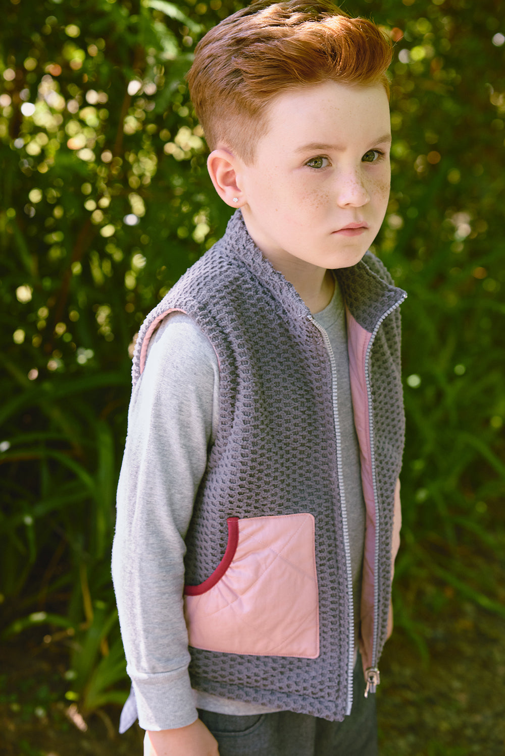 Luxury | 男童 Mini Bear雙面背心 | 無袖運動風 兩面穿 拼接