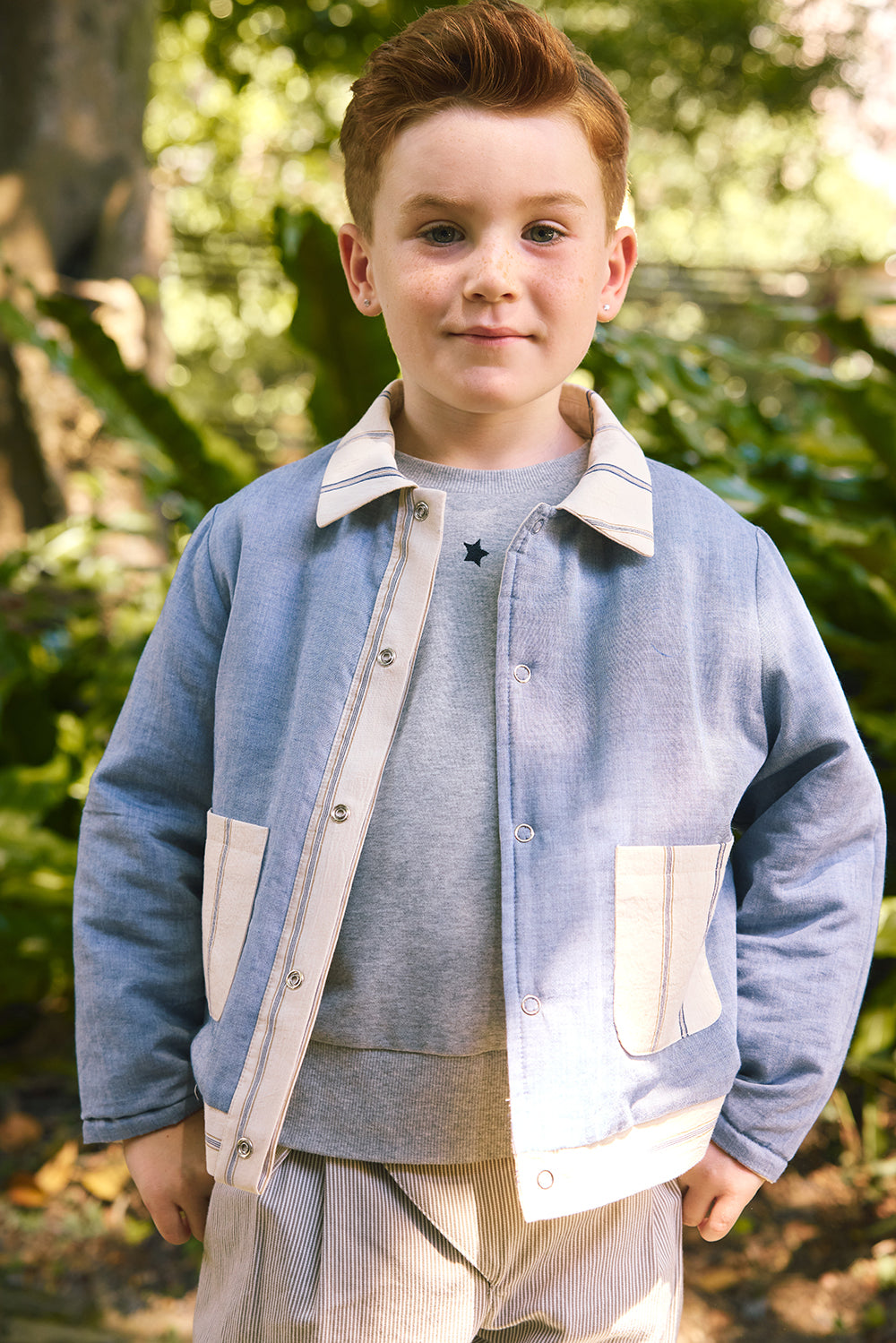 【預購】Main | 男童 Eko Stripe雙面穿外套 | 長袖口袋設計 兩面穿 條紋 | 100%有機棉