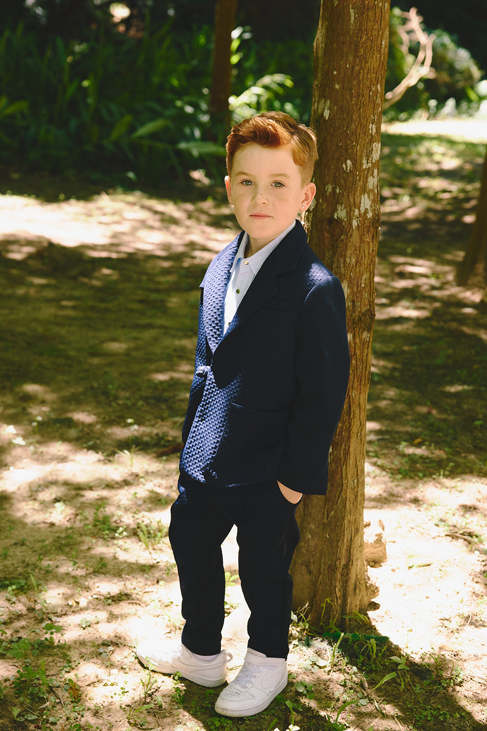 【預購】Luxury | 男童 聯名款親子潮流西裝外套 | 長袖西裝領 紋理面料 扭結